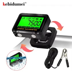 Kebidumei Inductive Tachometer Hour Meter Digital Motorcycle SVC TOT JOB Engine Gauge Backlight Resettable RPM for Gasoline ATV