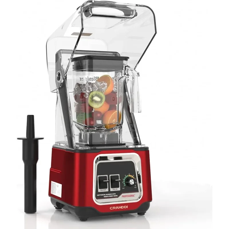 CRANDDI Commercial Smoothie Blender, Professional Countertop Blender with Removable Protective Cover, Self-Cleaning