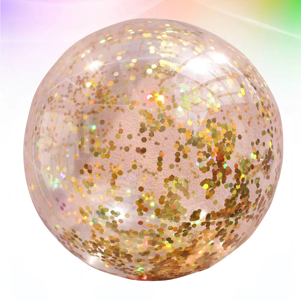 Palla rotonda trasparente glitterata Palla da spiaggia per interni ed esterni Paillettes dorate Edificio luminoso Genitore bambino