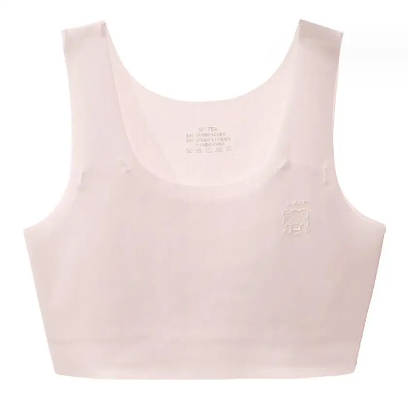 New Seamless Development Period Girls Bra Students Solid Color Beautiful Back Underwear High Elastic Chest Breathable Top