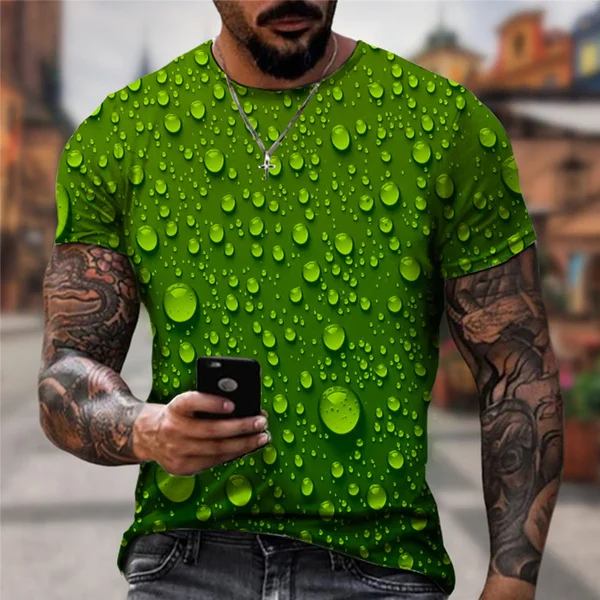 Fashion Raindrop 3D Printing T Shirt Water drop Unisex Funny Short Sleeve Tee