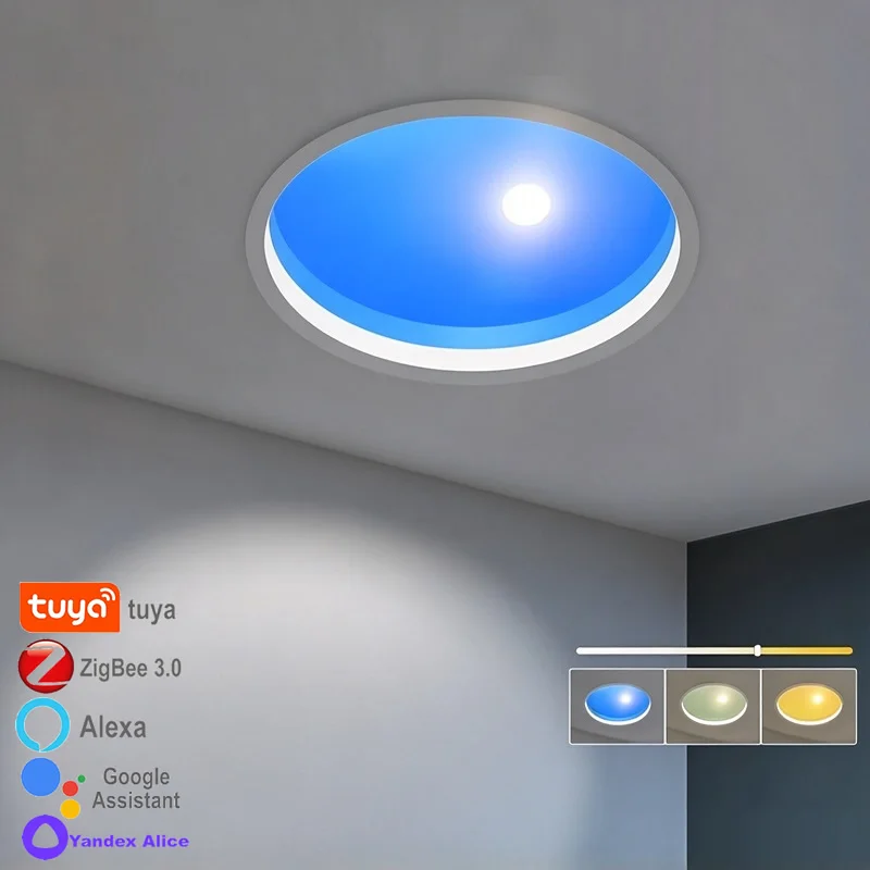 Smart Home Zigbee Tuya LED Downlight Skylight for Kitchen Bathroom - Simulate Real Sunlight Ceiling Spotlight for Home Decor