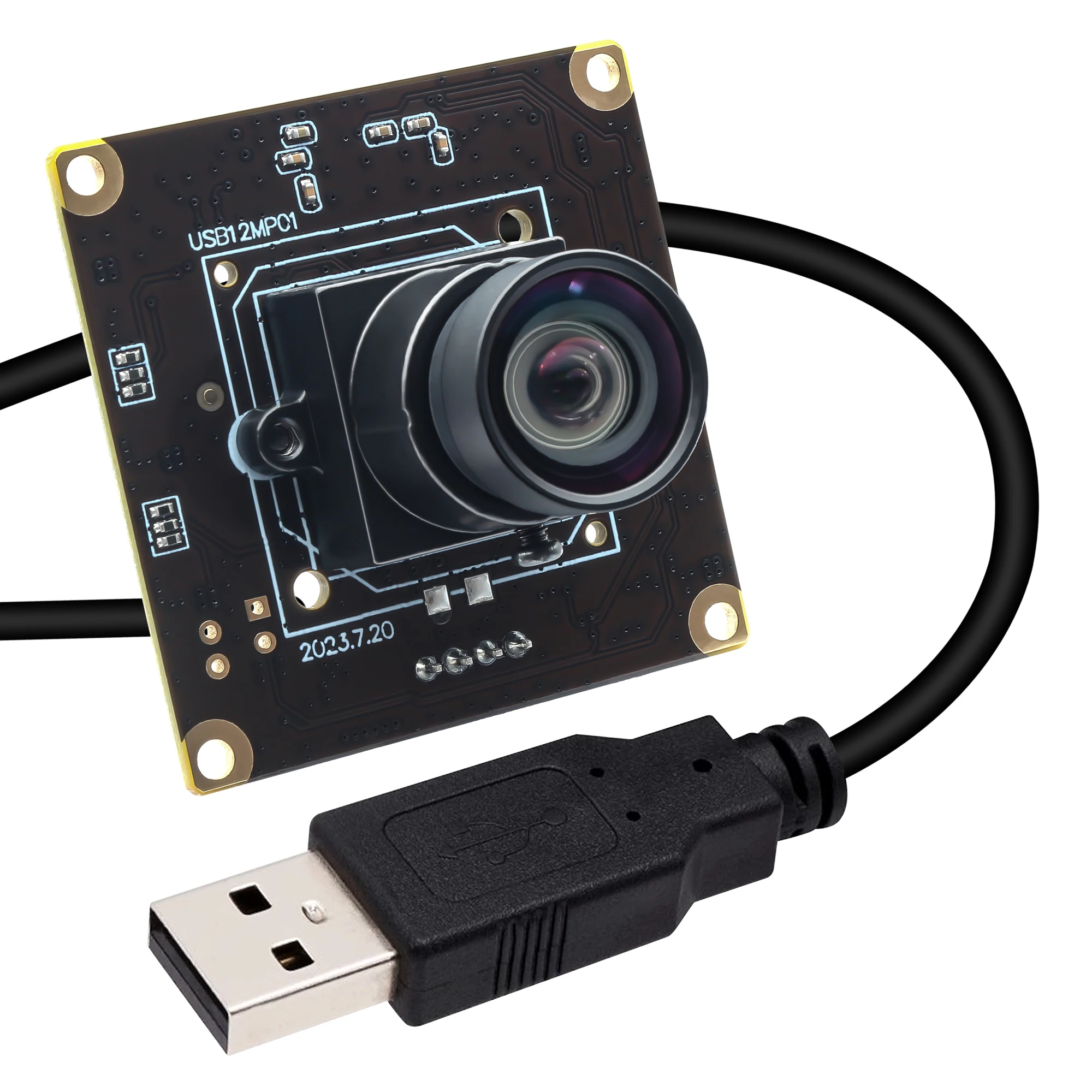 

ELP 12MP USB Camera Module 1080P 120fps Low Light No Distortion High Speed Webcam for Security Protection or Industrial
