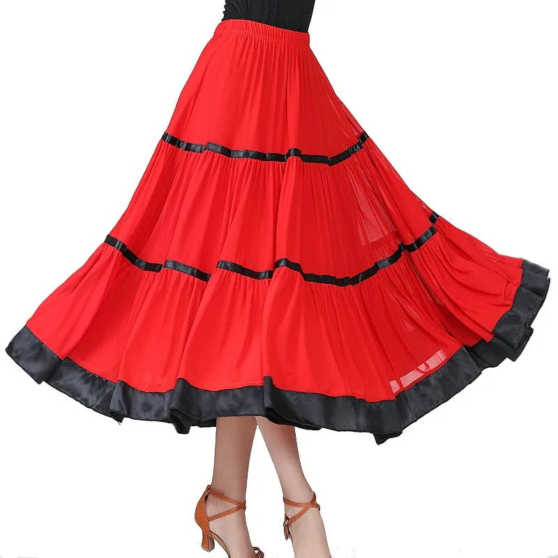 

New Gypsy Woman Spanish Flamenco Skirt Big Swing Carnival Party Stage Performance Ballroom Belly Dance Costumes Elegant Dress