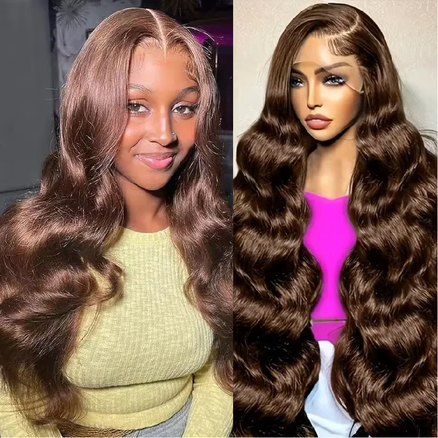 

Парик с HD-кружевной передней частью 13x6, коричневый, с эффектом Body Wave, из натуральных человеческих волос, шоколадно-коричневый, 36 дюймов, 200% плотность, бразильский, с предварительно выщипанными прядями