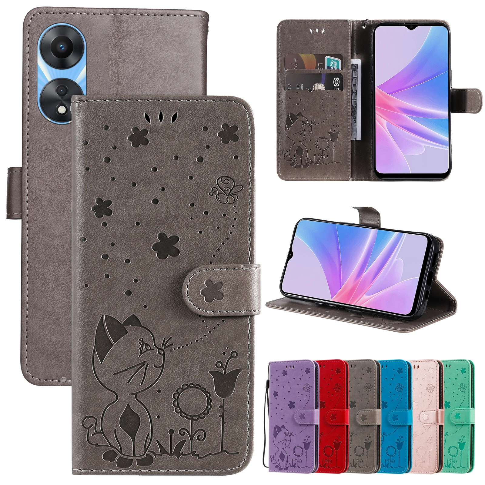 For OPPO Reamle C55 4G A78 A98 A1 Pro F23 5G Case Wallet Leather Flip Phone Cover For Realme V20 A17 9i 10 Pro +  Reno8T 4G