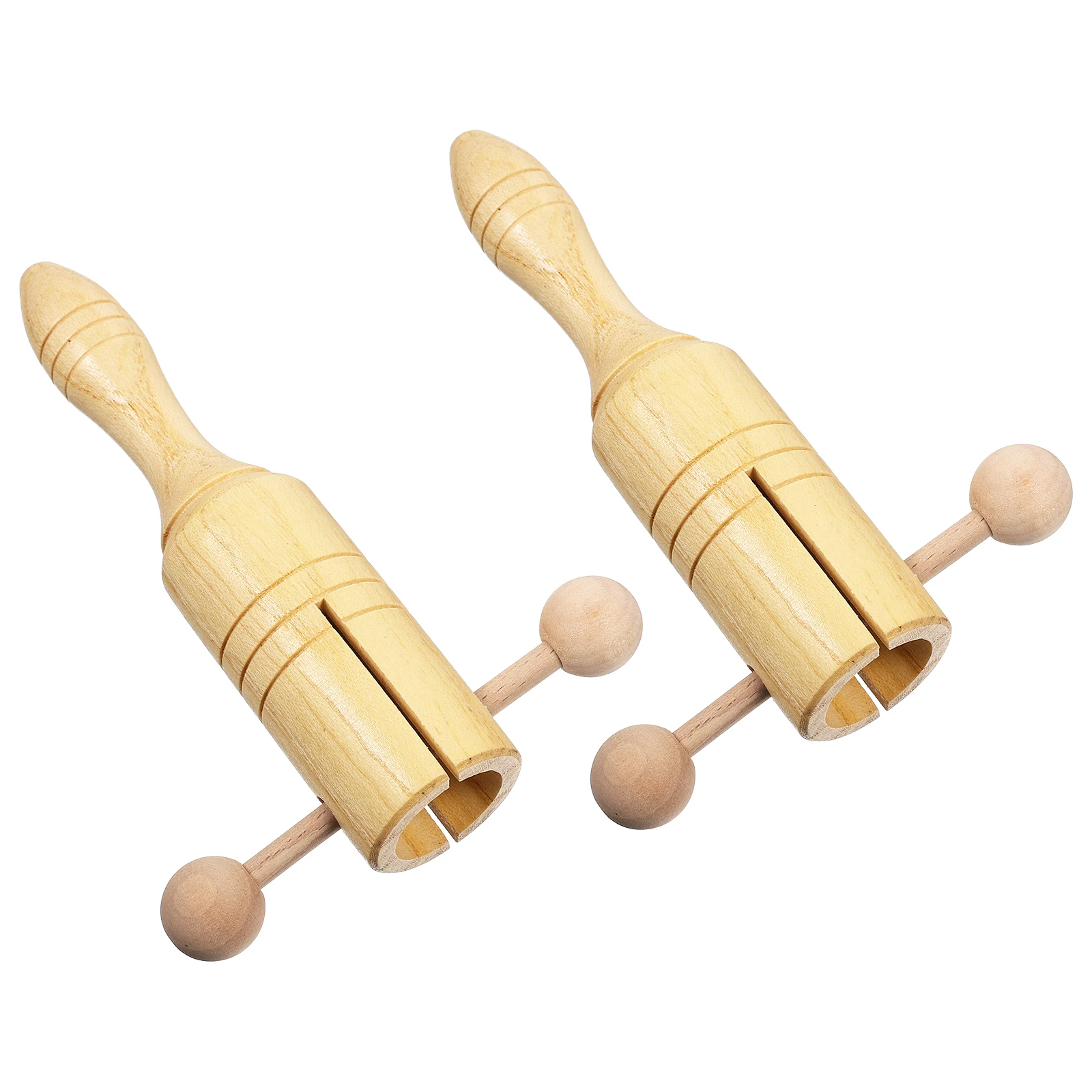 

2 Pcs Self-resonant Teaching Aids Instruments Handbells for Kids Handheld Musical Babies Beech Child