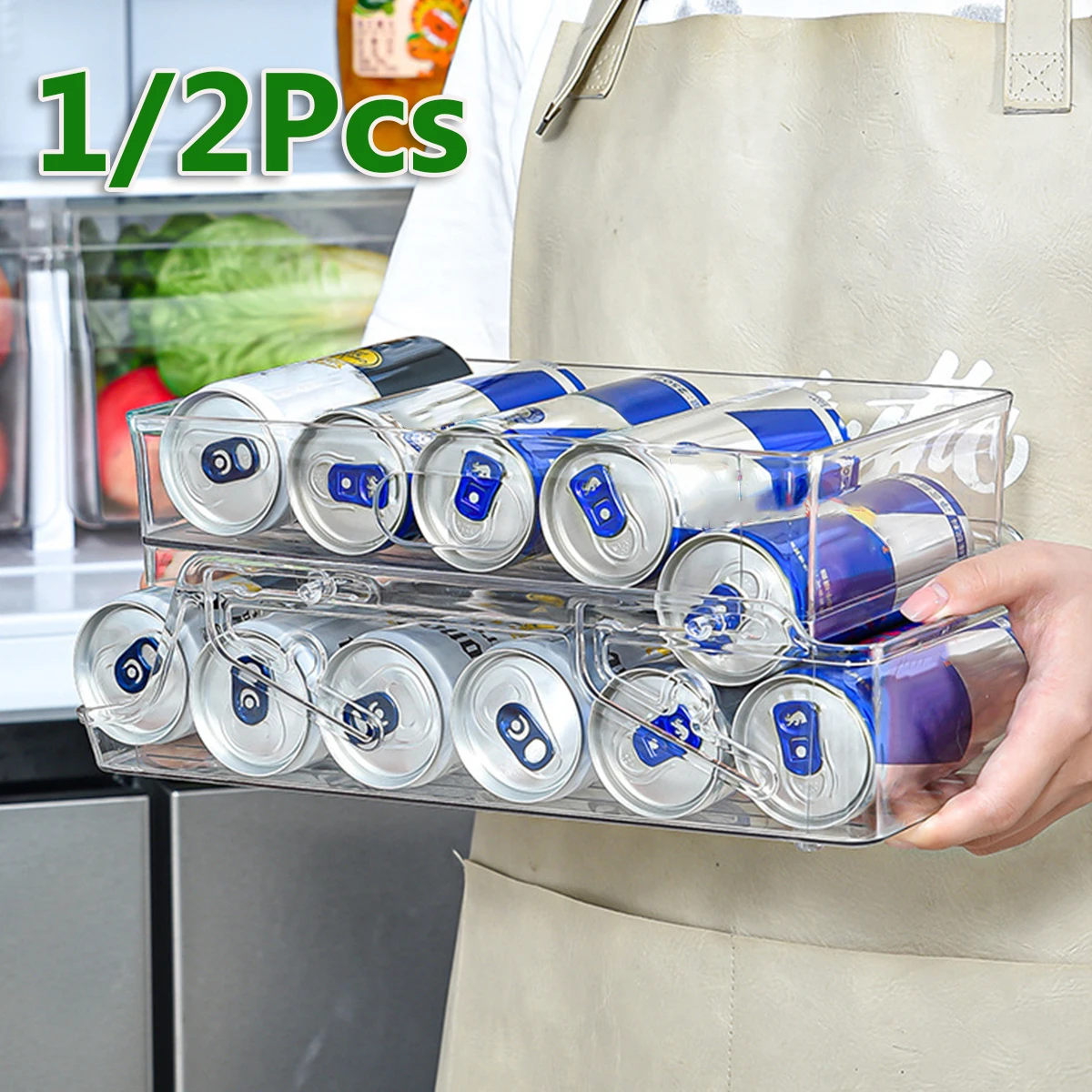 

Держатель для напитков в холодильник, 2-уровневый автоматический диспенсер для банок с газировкой и пивом, 1 шт.