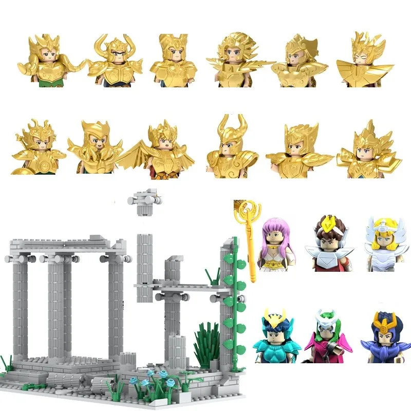 New Gold Saint Seiya Set Mini Action Figure Building Blocks Toys