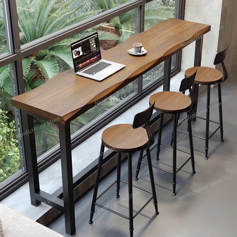 

Nordic Advanced Bar Table Cocktail Dj Booth Wine Breakfast High Bar Table Reception Desk Wood Coffee Furniture Mesa Alta