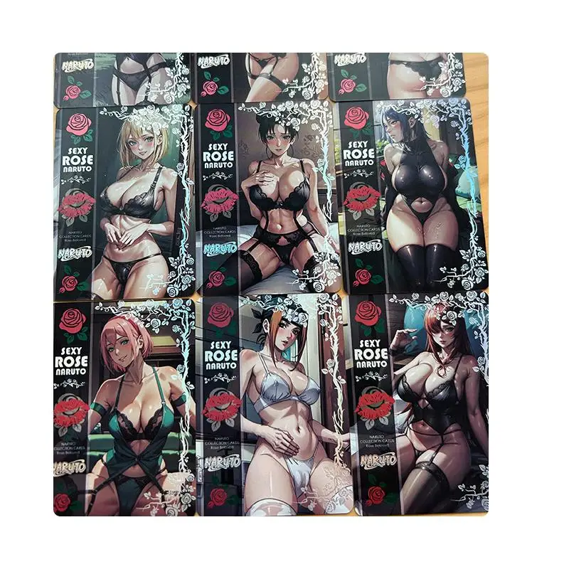 Fai da te Naruto Haruno Sakura Tsunade Hyuga Hinata personaggi Anime Bronzing Game Collection Flash Card Cartoon Toy regalo di natale