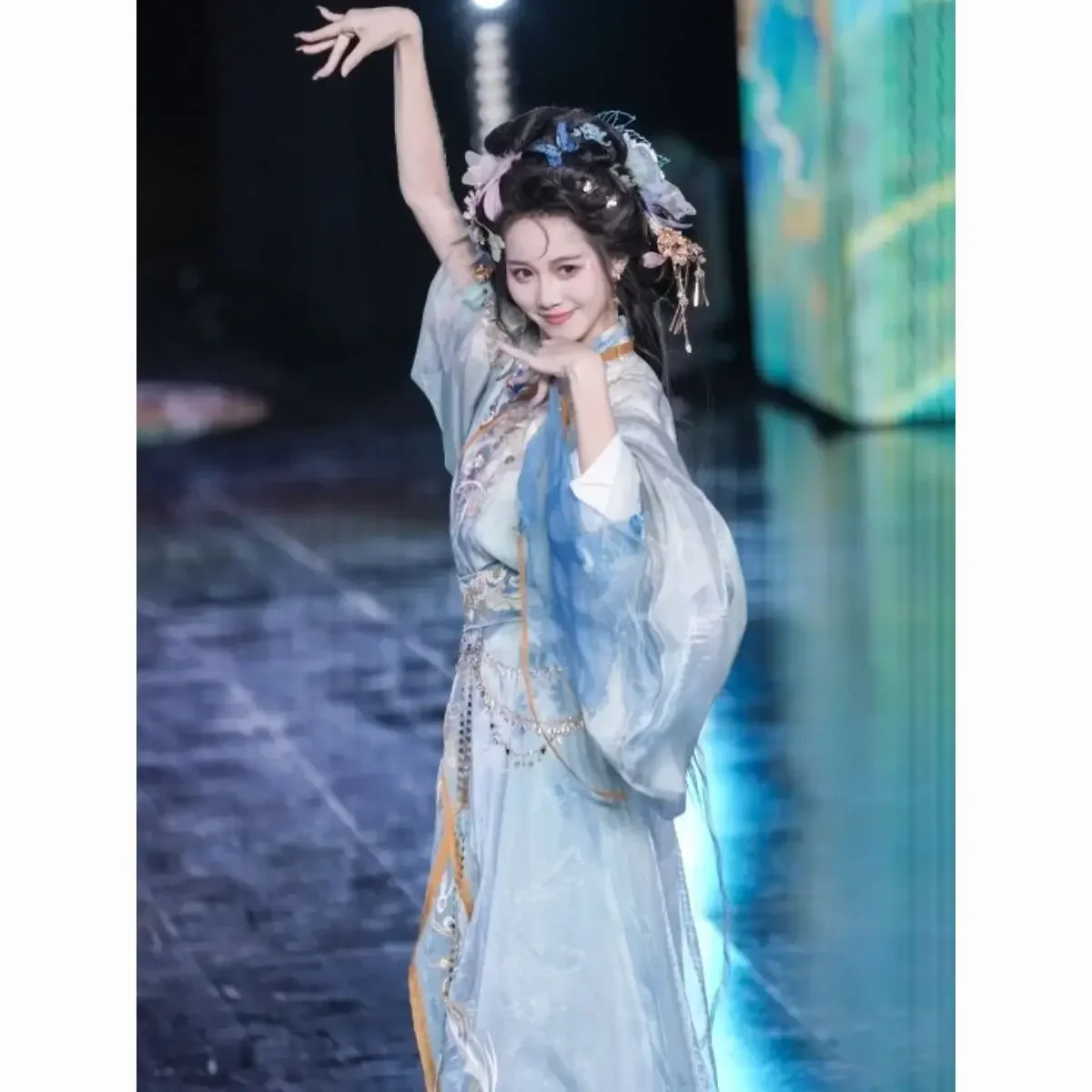 Hanfu estilo azul para mujer, bata bordada de Estados en guerra, vestido tradicional para estudiantes de otoño, disfraz diario, clase China