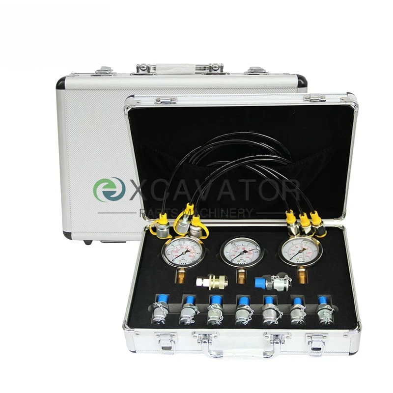 

Hydraulic Pressure Test Kit 3 Gauge 25/40/60MPa 9 Couplings 3 Test Hoses Excavator Construction Machinery Tester Diagnostic Tool