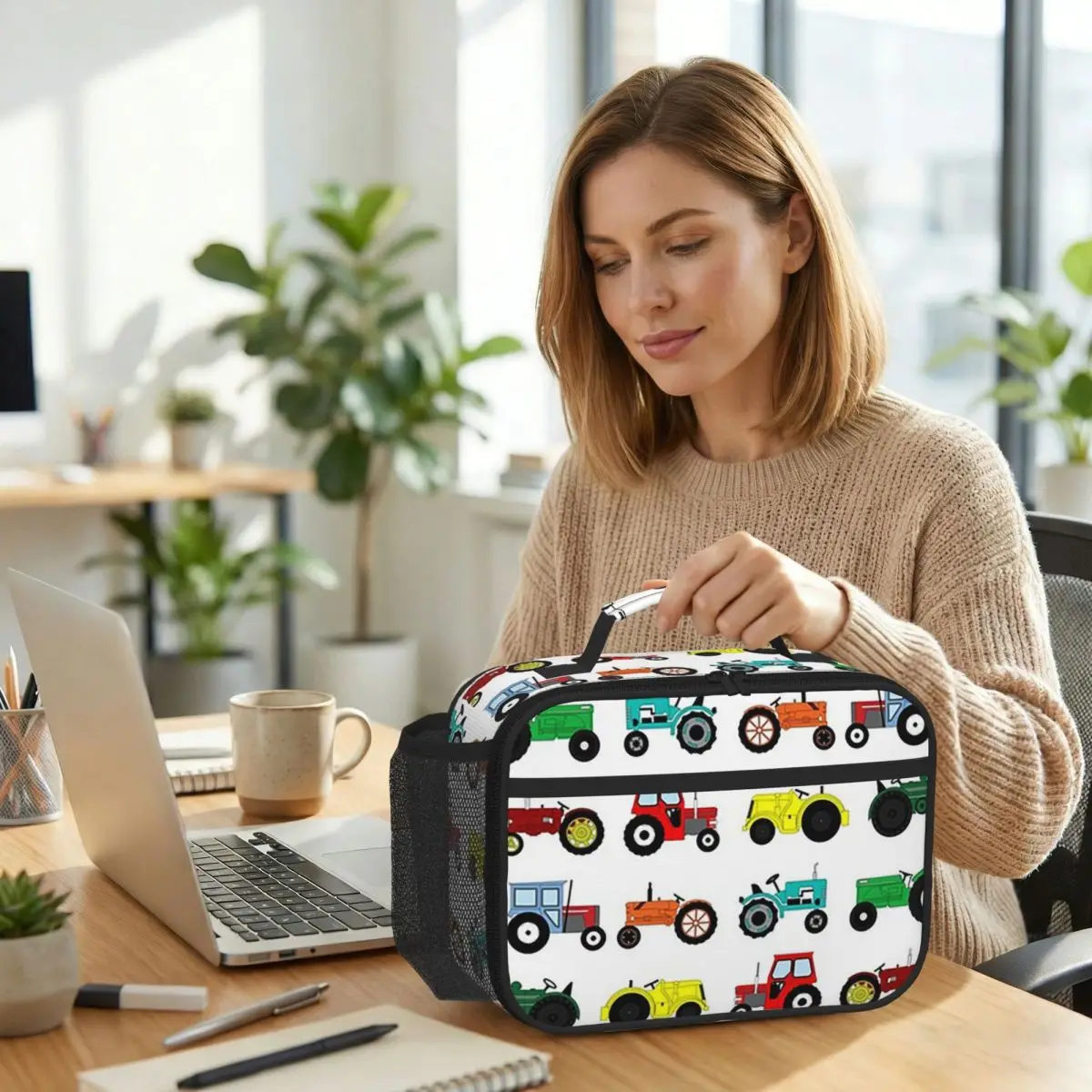 

Tractors Print Insulated Lunch Bag for Kids School Cooler Thermal Food Box Tote Leakproof Lunch Boxes Container