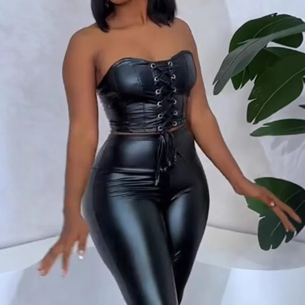 Sexy Bandage Enge Crop Top Hohe Taille Schlankheits Hosen Set frauen Faion Sommer Outfit ort Sve runde Ne zwei-Stück Set