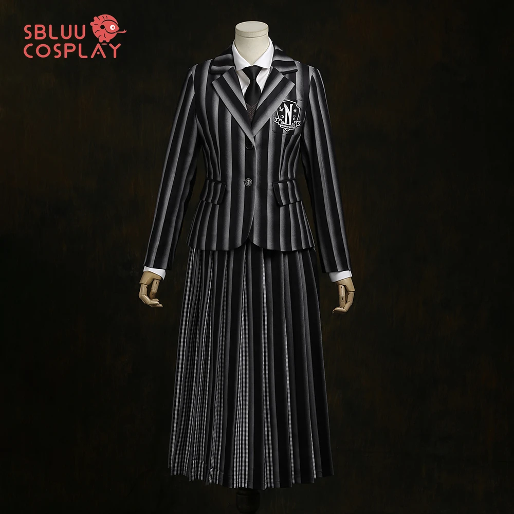 SBluuCosplay Addams تأثيري حلي التطريز R جودة الأسرة عيد ميلاد أبدا أكاديمية زي مدرسي حفلة الهالوين الزي
