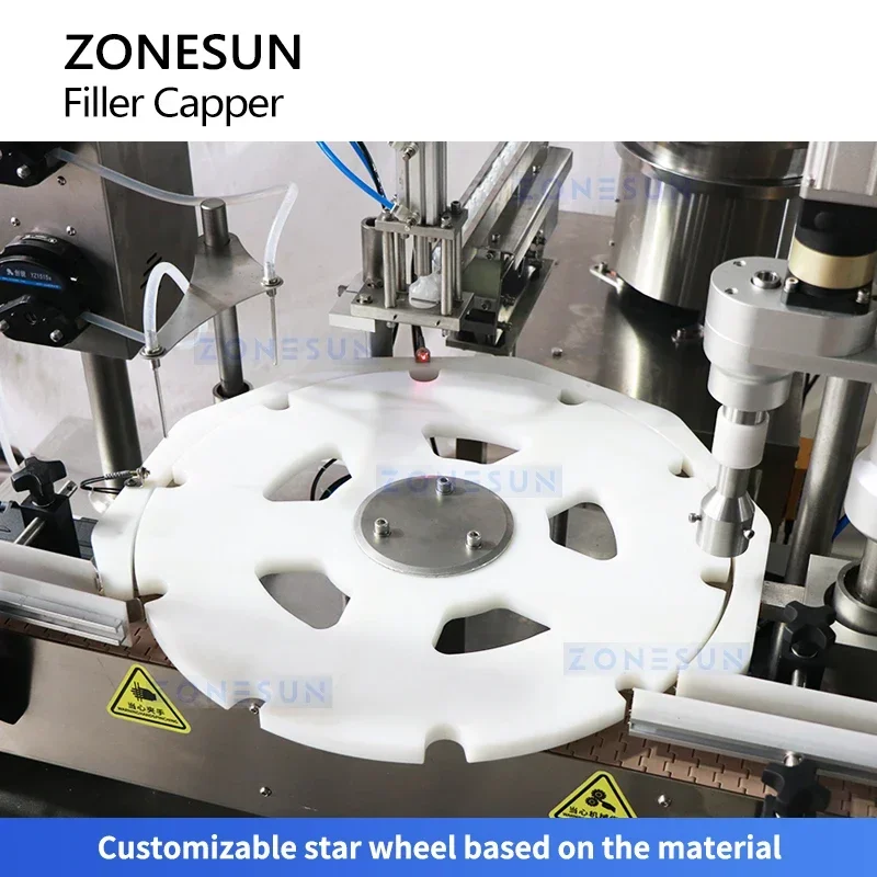 Zonesun التلقائي قطعة واحدة آلة التعبئة والتغطية قطارة الزيت العطرية زجاجة حشو كابر نظام تعبئة ZS-AFC32