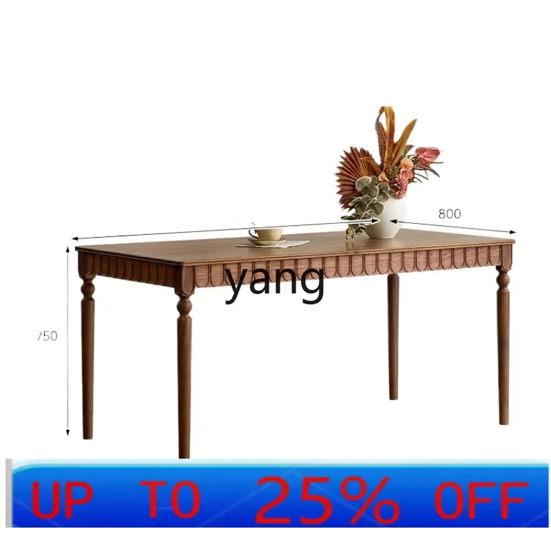 

LH black walnut dining table retro home restaurant dining table American simple dining table and chairs