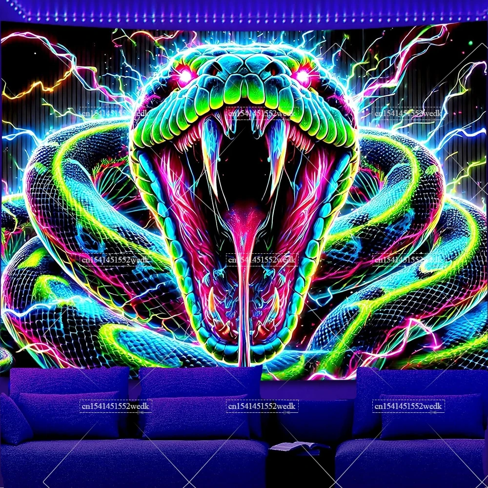 UV Reactive Glow In The Dark Snake Tapestry Animals Glowing Tapestries Galaxy Landscape Black Light Tapestrys Neon Posters