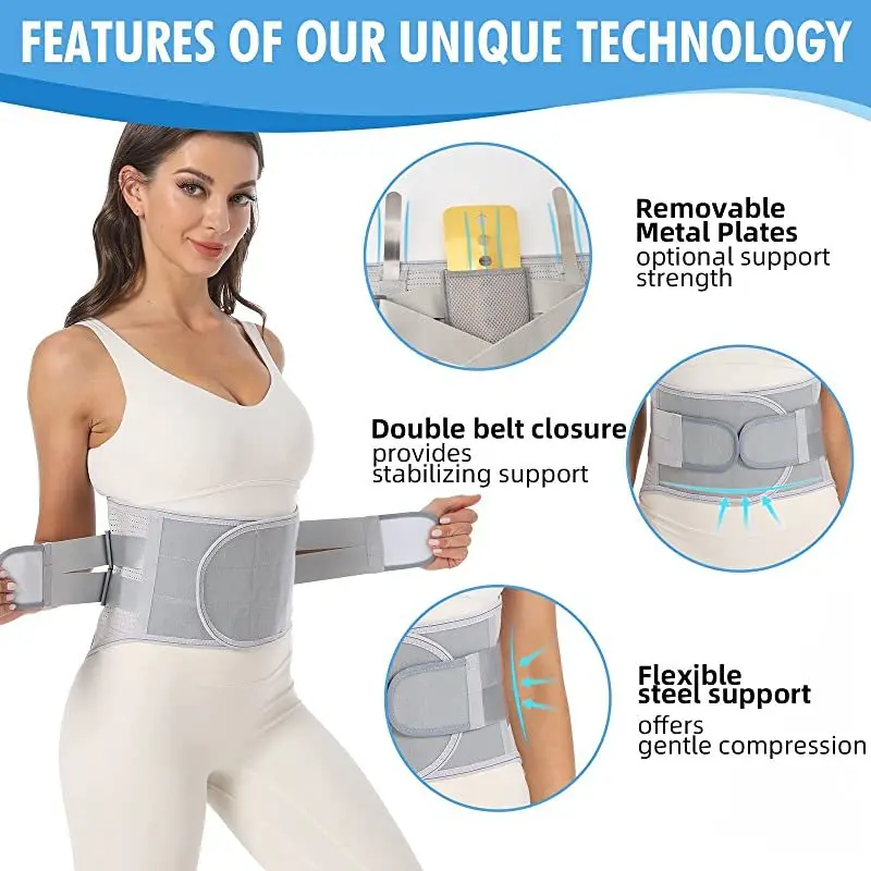 Lower Back Brace Pain Relief Lumbar Back Support Belt for Women Men Waist Support Herniated Disc Sciatica with Removable Stays