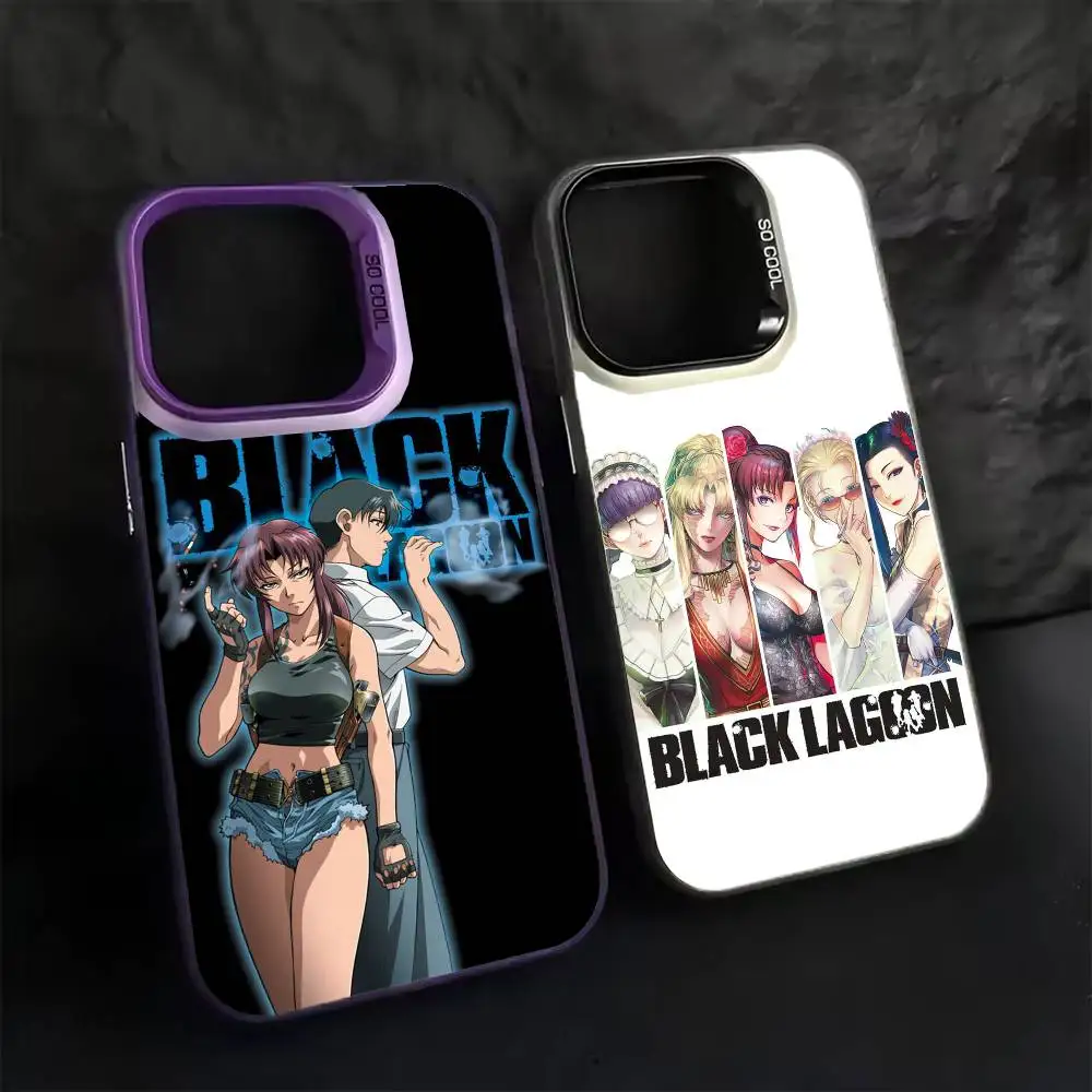 

Anime B-Black L-Lagoon Phone Case For iPhone 17 16 15 14 13 12 11 Pro Max Plus Silver Matte Black Cover