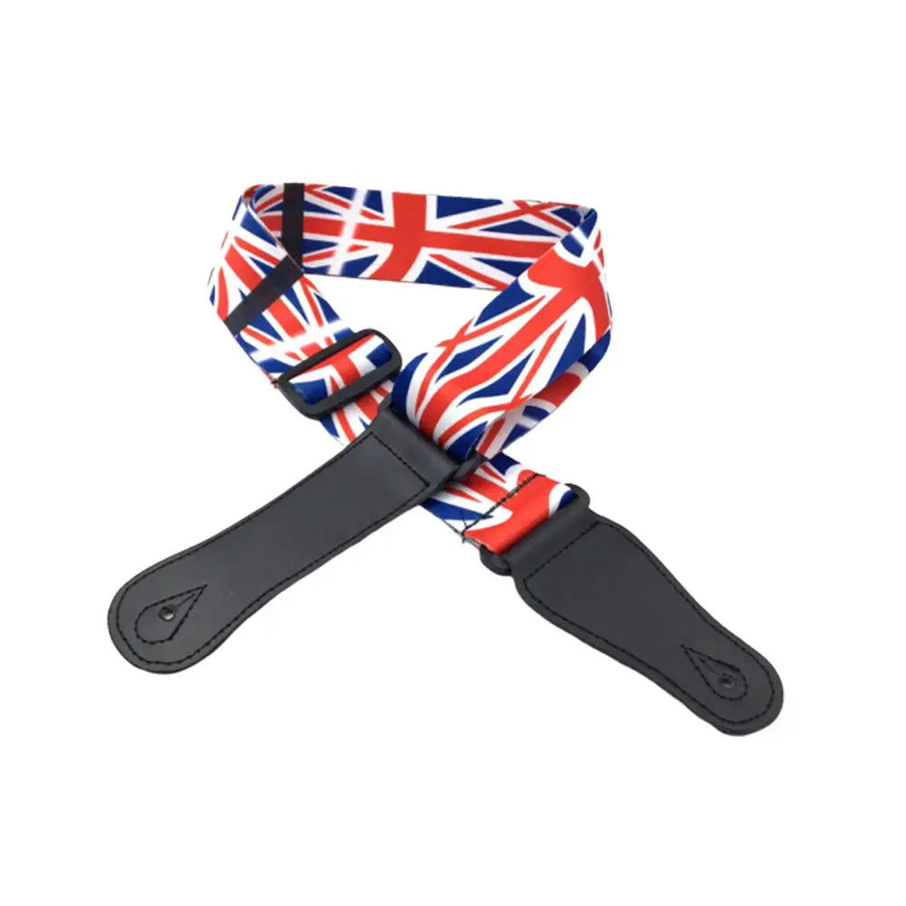 1Pcs Guitar Strap Adjustable Union Flag Unique Shoulder Strap for Electric Bass Folk Wooden Guitar Comfortable Music Accessory
