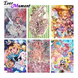Ever Moment Diamond Painting Girl Cartoon 3D Handmade Resin Full Square Drill Gift Mosaic Embroidery Bedroom Decoration ASF2132