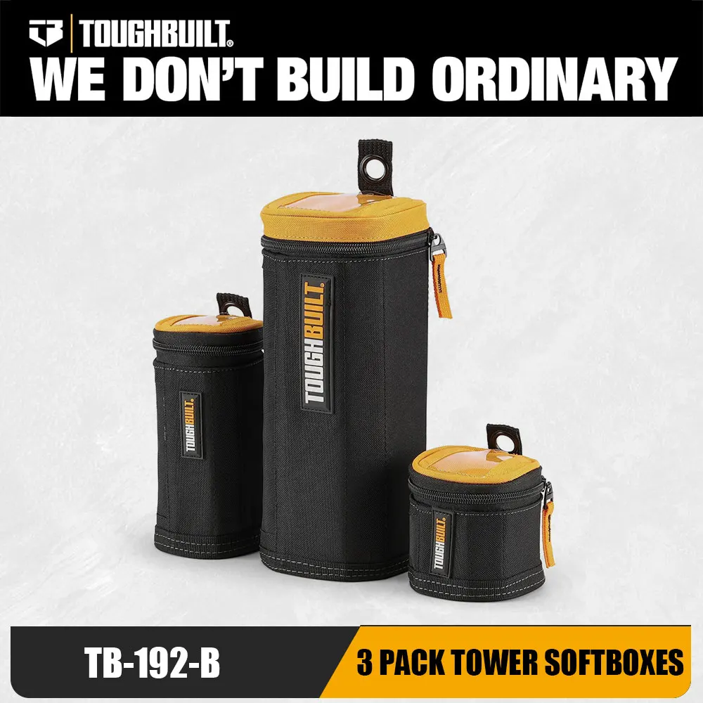 Toughbuilt 3 Pack - Tower Softboxes for small supplies tool storage bag TB-192-B