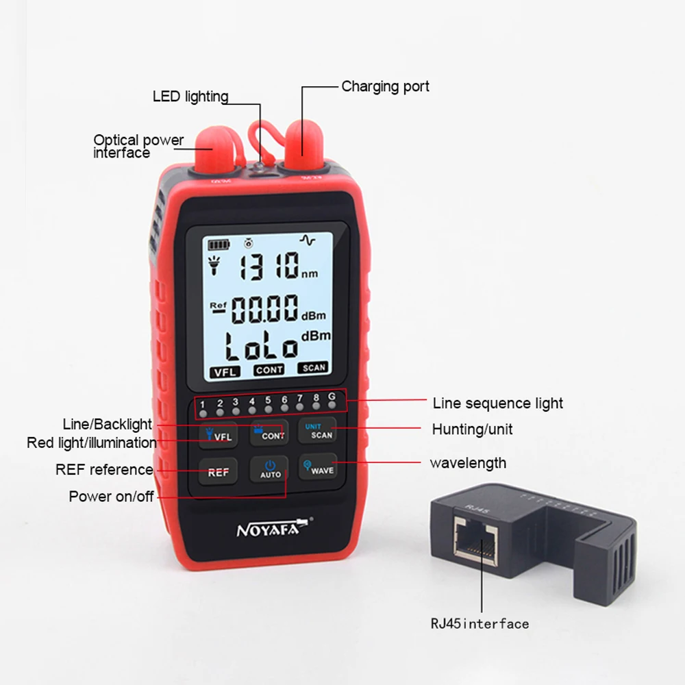 NOYAFA Optical Power Meter Portable Fiber Optic Cable Tester FC/SC/ST Universal Interface Optic Fiber Tester Visual Fault Locato