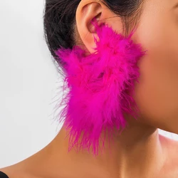 Salircon Bohemian Colorful Feather Hoop Earrings Fashion Exaggerate Large Round Earrings Charm Banquet Party Women's Jewelry
