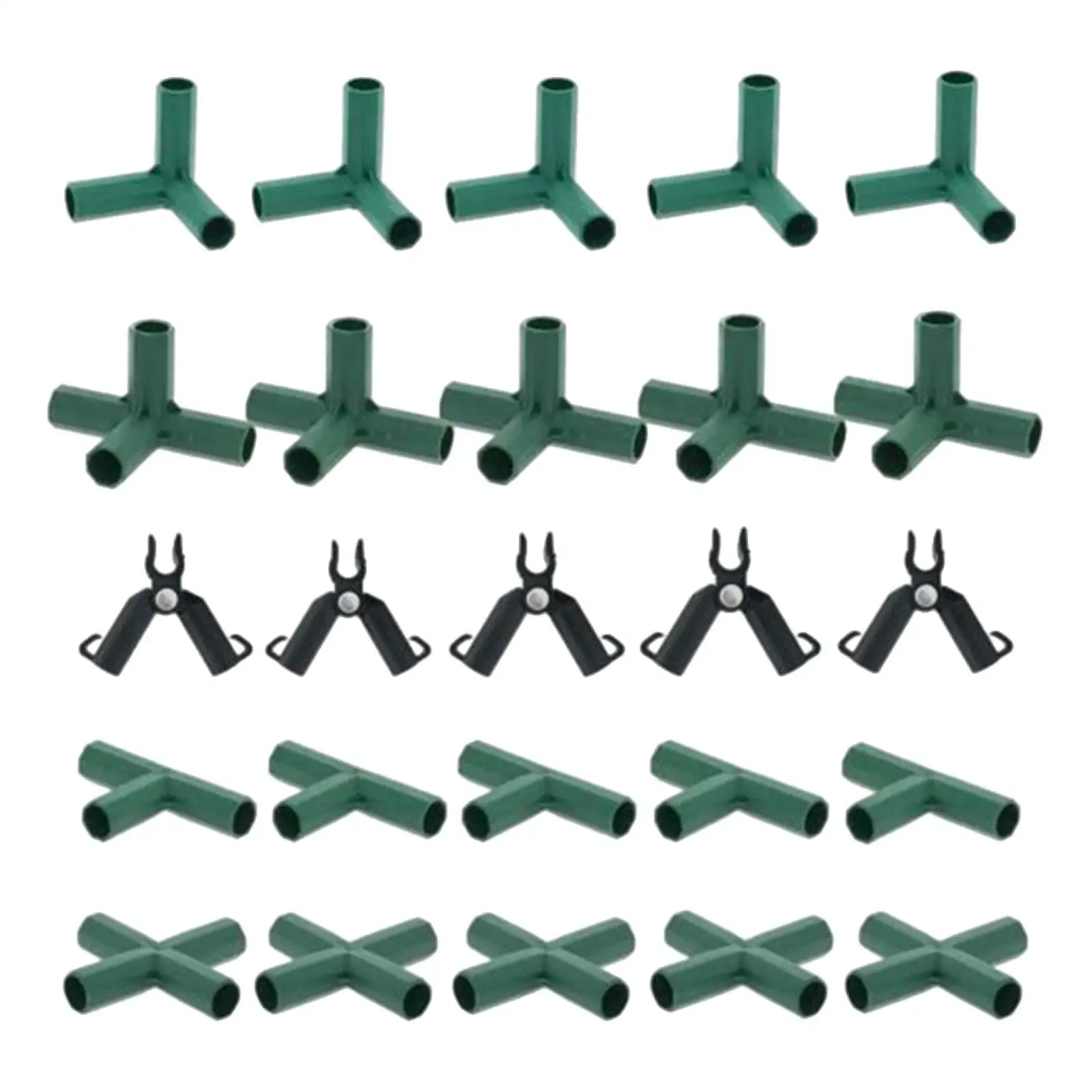 20Pcs Pipe Fitting Gardening Bracket Joint 11mm 5 Types PVC Fittings Greenhouse Bracket Joint Connectors for Plant Stakes