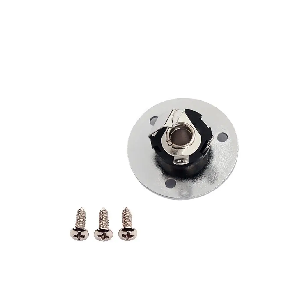 Round Plate Guitar Jack Socket 6.35mm Output Washer Screws Kit for Electric Guitar Bass Mandolin Repairs