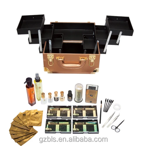 Professional Cosmetic Grafting Aluminium Eyelash Tool Box Set with Eyelash products