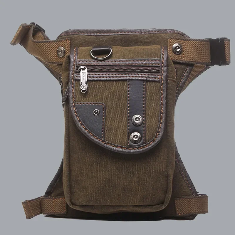 Men Waist Fanny Pack Drop Leg Thigh Bag Motorcycle Rider Nylon Canvas Military/Assault Male Cross Body Hip Belt Bum Bags