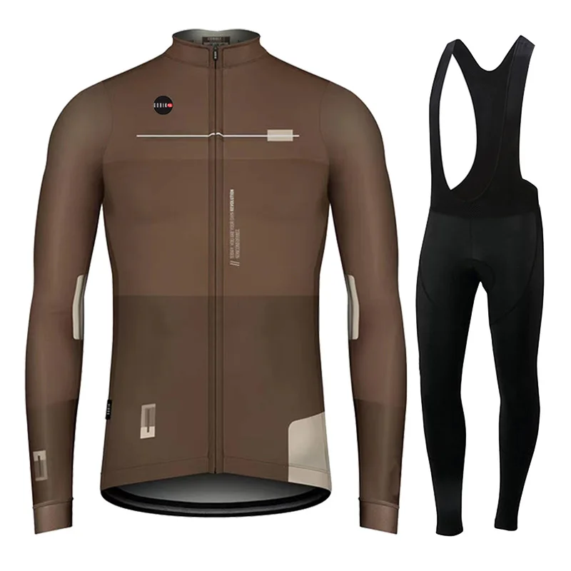 KBORA Autumn Pro Team-Men\'s Cycling Clothing Set, Long Sleeve Jersey, Mountain Bike Uniform, Leggings maílllot ciclismo hombre