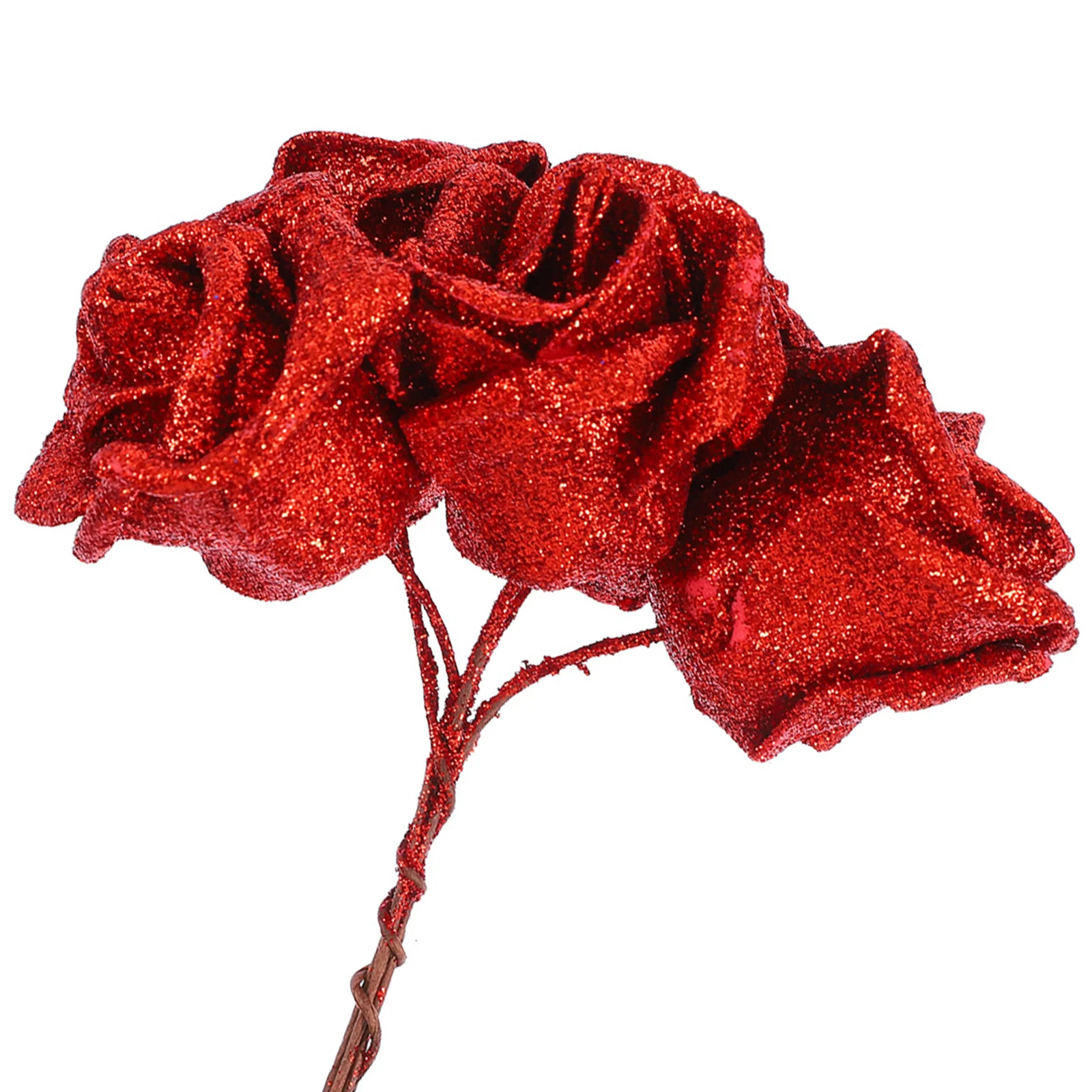 

50 Pcs Shape Crystal Rose Artificial Flowers for Decoration Pick Red
