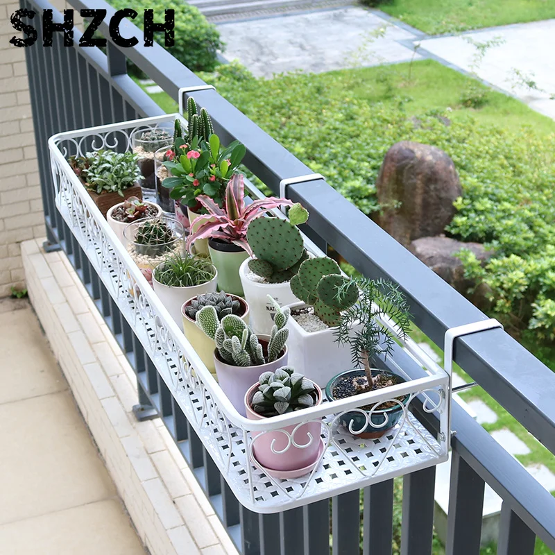 Balcony Flower Holder Hanging Planter Bracket for Railing Vertical Plant Shelves for Succulents Outdoor Gardening Storage Rack