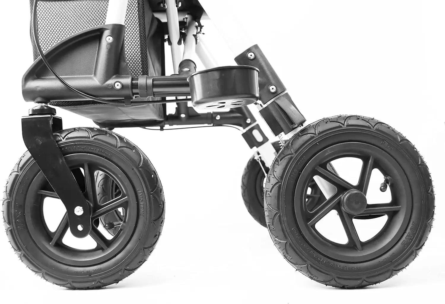 Tires and Sturdy Frame, All Terrain Rollator, Foldable Walker, Outdoor Walkers for Seniors, Height Adjustable