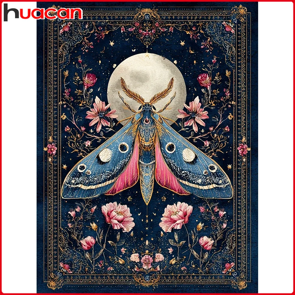 Huacan Voll-Diamant-Malerei Motten-Diamant-Mosaik Tier-Blumen Komplettset Heimdekoration