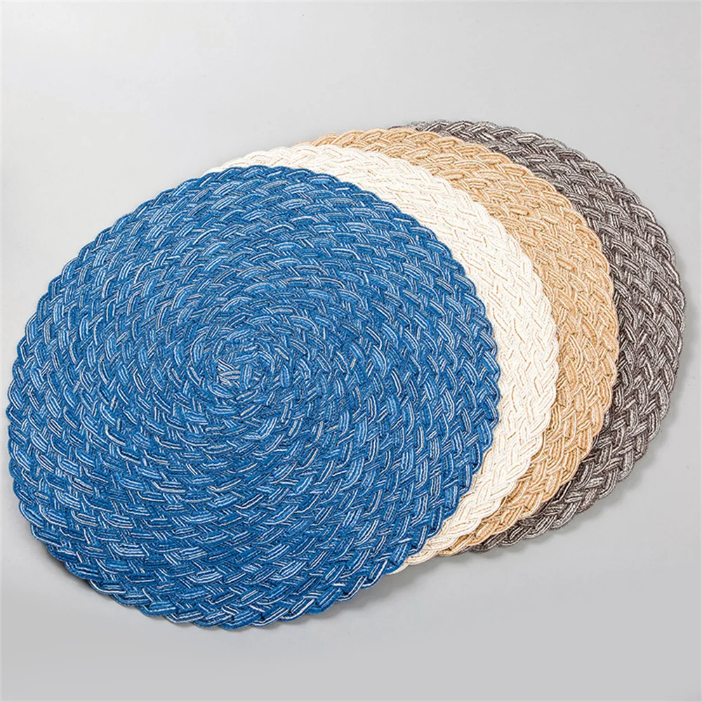 Hand-woven Meal Mat Both Color Value And Function No Fading Natural Environmental Insulation Mat Durable Cup Wad Non-slip Mat