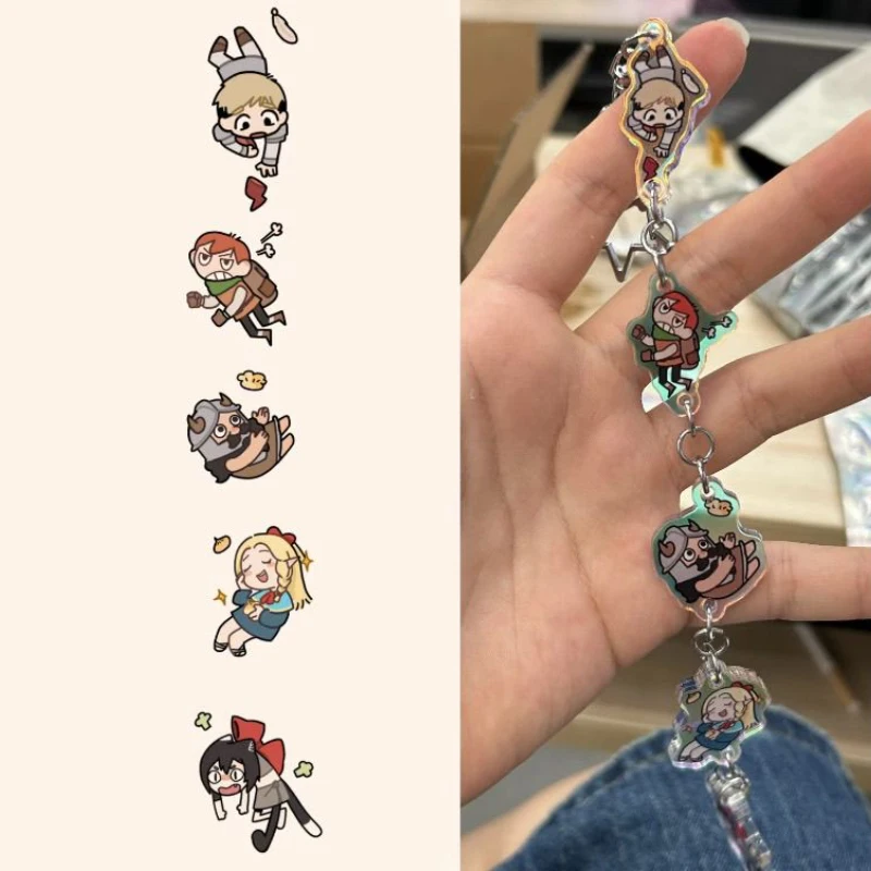 Anime Delicious in Dungeon Laios Chilchack Marcille Senshi Idzumi Cosplay Keychain Acrylic Laser Keyring Key Chain Bag Accessory