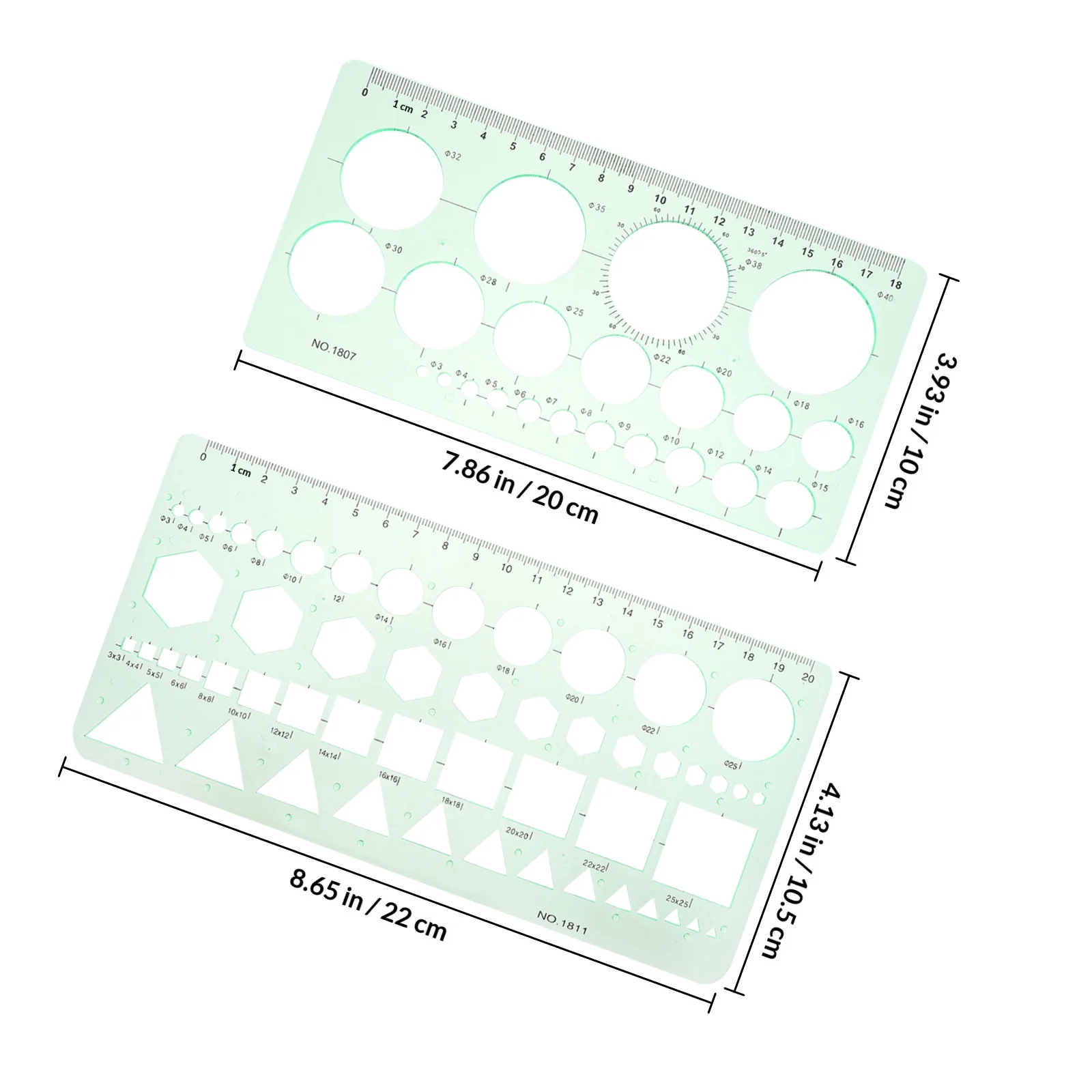 2Pcs Clear Geometric Drawing Templates Plastic Circle Oval Stencil Rulers Portable Multifunction Drafting Tools for Art