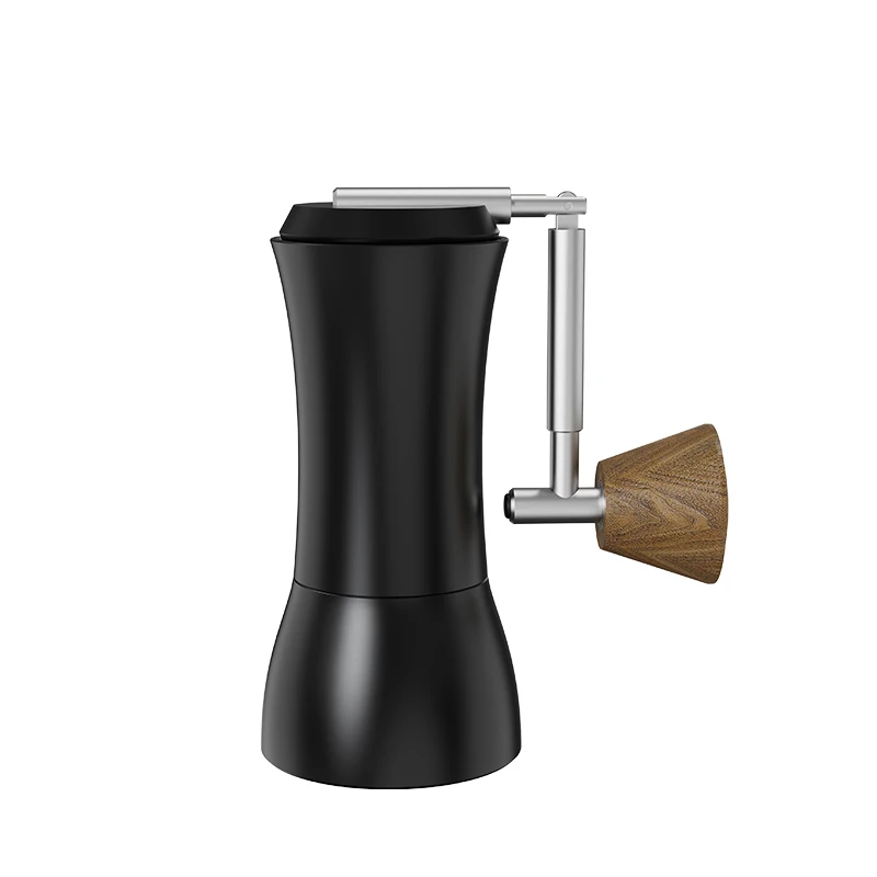 DHPO Portable Mini Camping Manual Coffee Grinder Eco-Friendly Wood Handle Conical Metal Flat Burr Black-Handheld Coffee Grinder