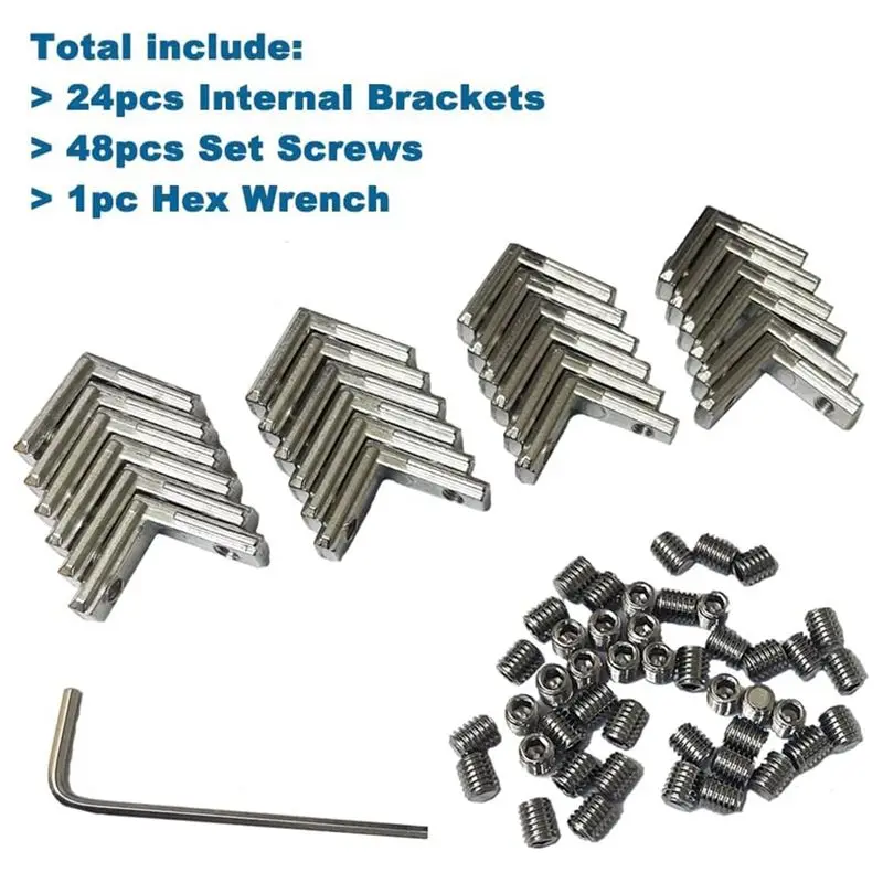 ABNL 24Pcs 2020 Series L-Shape Interior Inside Corner Connector Joint Bracket With Screws