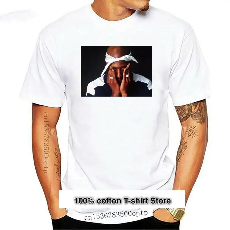 New white Tupac Shakur T-shirt  for men Casual Street Mens Fashion T shirts Hiphop Rap Star Cool T-shirts Short Sleeve Cotton Te