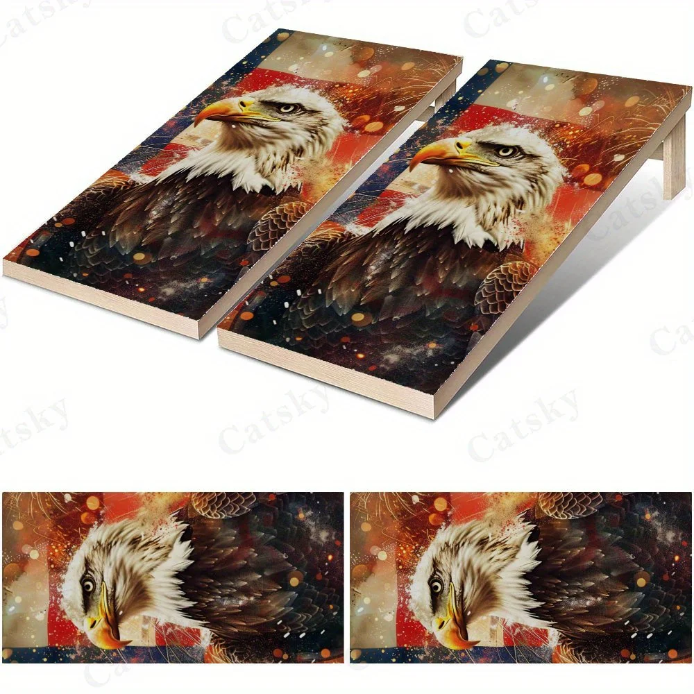 

American Eagle with Flag,Patriotic Art,Decor,High Value! 2D Flat Vinyl Sandboard Stickers - Bubble-Free, Easy Applicat