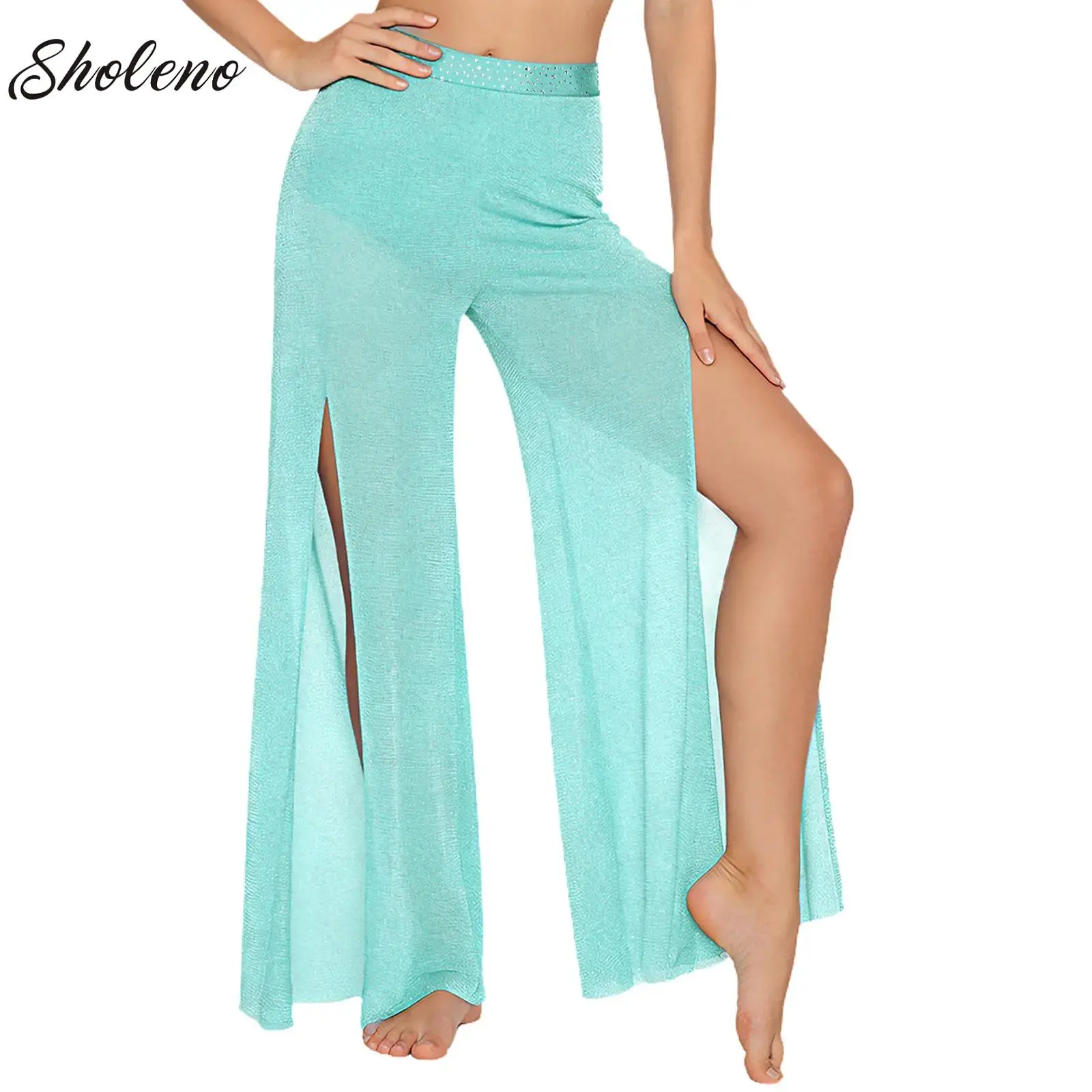 

Mesh Dance Pants for Adults Women Modern Ballet Dance Match Outfit Underwear Contemporary Lyrical Long Wide Leg Dance Trousers