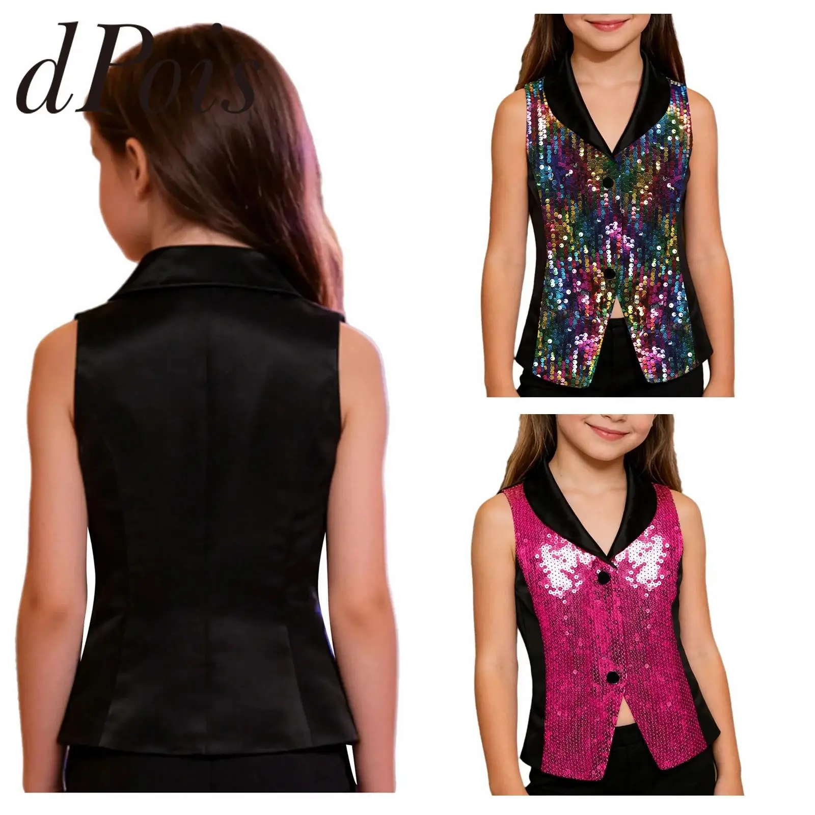 

Детский костюм для дискотеки, уличной моды, рейва, карнавала, жилет для джазовых танцев, костюм для выступлений, жилеты с пайетками для девочек, жилеты в стиле хиппи