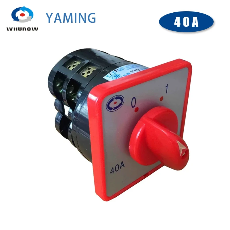 40A 7.5kw 380V 2 Pole Two Position Universal Rotary Cam Changeover Switch Silver Contact Red HZ5-40/7.5 L02