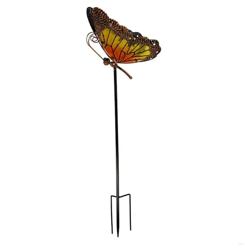 Decorative Solar Power Butterfly Stake Colorful Butterfly Stake Metal Yard Art Decoracion for Outdoor Porch Pathway 55KF